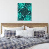 Turquoise Vloeibare Marmer Abstracte Kunst Canvas Afdruk (Insitu (Slaapkamer))