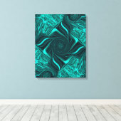 Turquoise Vloeibare Marmer Abstracte Kunst Canvas Afdruk (Insitu (Houten vloer))