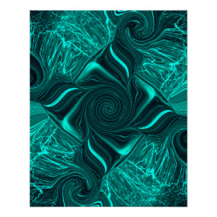 Turquoise Vloeibare Marmer Abstracte Kunst Perfect Poster