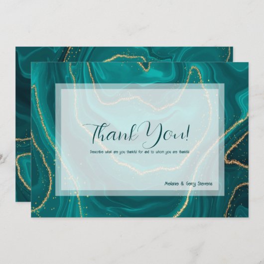 Turquoise vloeibare marmer Hartelijk dank Bedankkaart (Voorkant / Achterkant)