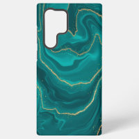Turquoise vloeibare marmeren achtergrond met goud
