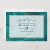 Turquoise vloeibare marmeren Bruidsdouche Save The Date (Voorkant)