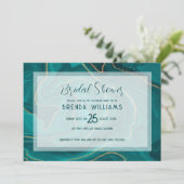 Turquoise vloeibare marmeren Bruidsdouche Save The Date (Staand voorkant)