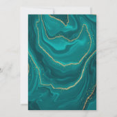 Turquoise vloeibare marmeren Bruidsdouche Save The Date (Achterkant)