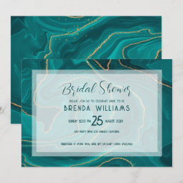 Turquoise vloeibare marmeren Bruidsdouche Save The Date