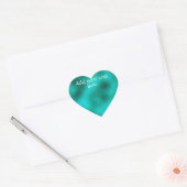 Turquoise Voeg je eigen tekst hart Sticker (Envelop)