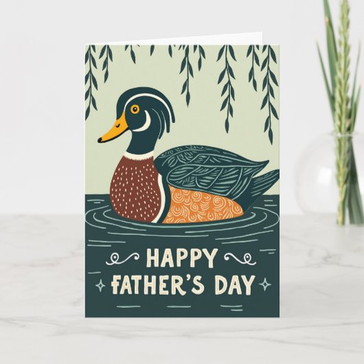 Turquoise Vogel Vaderdag Kaart (Voorkant)