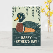 Turquoise Vogel Vaderdag Kaart (Gele Bloem)
