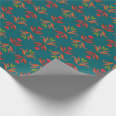 Turquoise Volkskunst Bloemendruk Woonaccessoire Ro Cadeaupapier (Hoek)