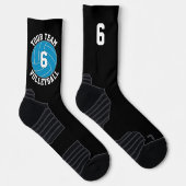 Turquoise Volleybal Aangepaste Teamnaam en Spelers Sokken (Rechts)
