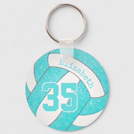 turquoise volleyball bag label w jersey number sleutelhanger (Voorkant)