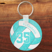 turquoise volleyball bag label w jersey number sleutelhanger (Voorkant)