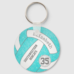 turquoise volleyball bag label w player team name sleutelhanger