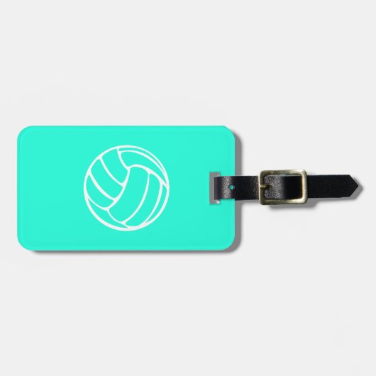 Turquoise Volleyball Bagagelabel (Voorkant horizontaal)