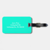 Turquoise Volleyball Bagagelabel (Achterkant horizontaal)