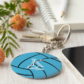 Turquoise Volleyball Monogram Sleutelhanger (Zijkant)