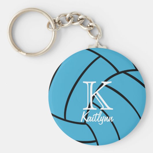 Turquoise Volleyball Monogram Sleutelhanger (Voorkant)
