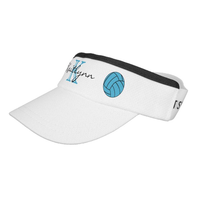 Turquoise Volleyball Monogram Sport Sun Visor Zonneklep (Schuin)
