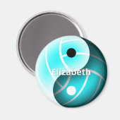 turquoise volleyball yin yang gepersonaliseerd magneet (Voorkant / Achterkant)