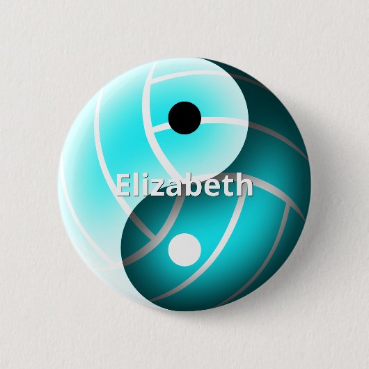 turquoise volleyball yin yang gepersonaliseerd ronde button 5,7 cm (Voorkant)