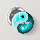 turquoise volleyball yin yang gepersonaliseerd ronde button 5,7 cm (Voorkant /achterkant)