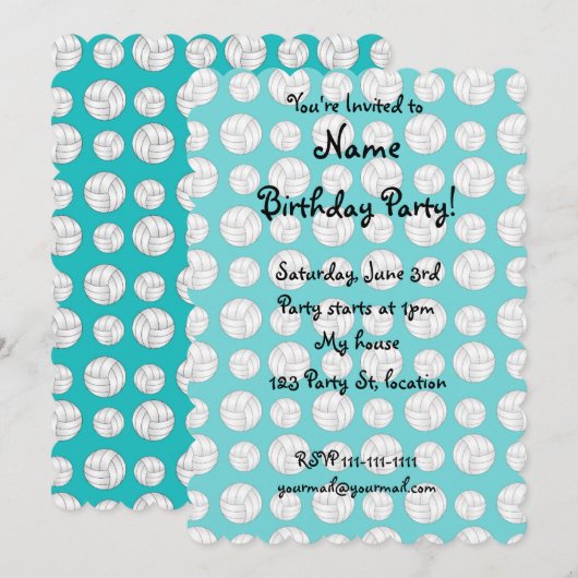 Turquoise volleyballetpatroon kaart (Voorkant / Achterkant)