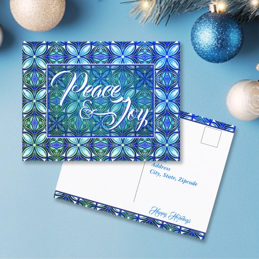 Turquoise Vrede & Plezier Kerstmis Briefkaart