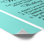 Turquoise Vrijgezellenfeest Game Sign Aqua Poster (Hoek)