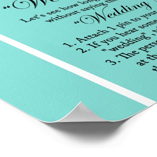 Turquoise Vrijgezellenfeest Game Sign Aqua Poster (Hoek)