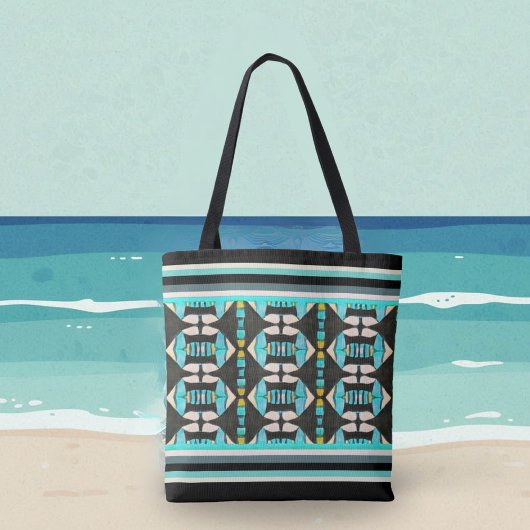 turquoise wandtapijt tote bag