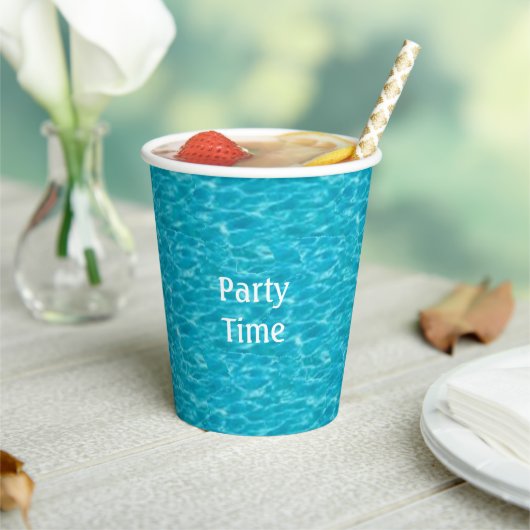 Turquoise Water Beeld Feesttijd Papieren Bekers (Insitu)