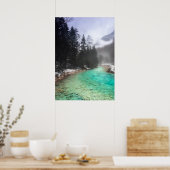 Turquoise water in Mojstrana, Slovenië Poster (Keuken)