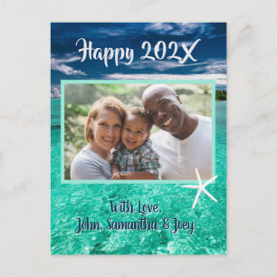 Turquoise Water New Years Foto Greeting Briefkaart