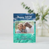 Turquoise Water New Years Foto Greeting Briefkaart (Staand voorkant)