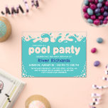 Turquoise Water Splashes Kids Verjaardag Pool Part Acryl Uitnodigingen<br><div class="desc">Fun pool party uitnodiging in turquoise en blauw gedrukt op acryl voor een koel doorkijkeffect op de waterdruppels en waterspatten met poolparty geschreven in een feestelijk ballonlettertype. Voeg de naam van de jarige toe in blauw. Acryl zwembad party uitnodiging voor een zwembad thema verjaardagsfeest in turquoise en blauw met witte...</div>