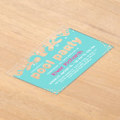 Turquoise Water Splashes Meisje Verjaardag Pool Pa Acryl Uitnodigingen (Laagn)