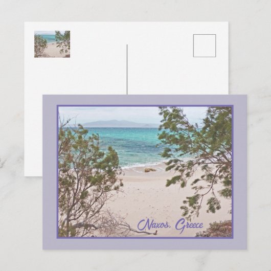 Turquoise Water, White Sand Beach/Naxos, Griekenla Briefkaart (Voorkant / Achterkant)
