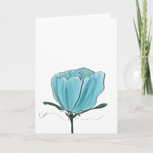 Turquoise Watercolor Flower Card Kaart (Voorkant)