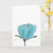 Turquoise Watercolor Flower Card Kaart (Gele Bloem)