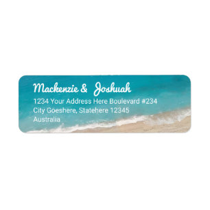 Turquoise Waters op Sandy Beach Return Address Etiket