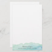 Turquoise Waterverf - Aangepaste schrijfbenodigdhe Briefpapier (Voorkant / Achterkant)