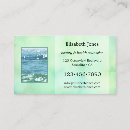 Turquoise Waterverf Abstract Je foto's Visitekaartje (Achterkant)