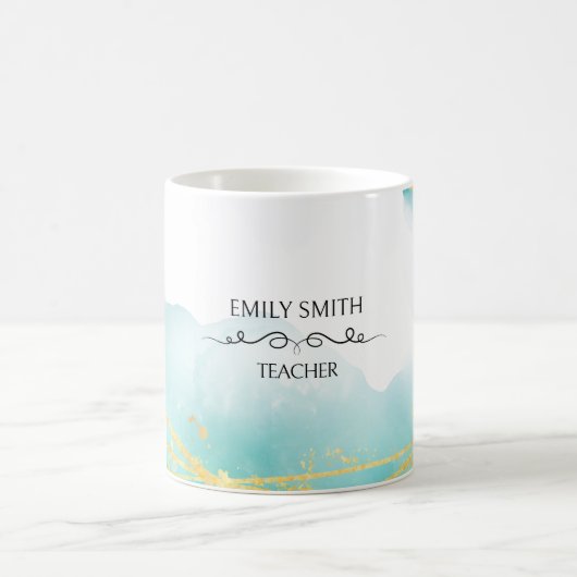 turquoise waterverf abstract modern koffiemok (Center)