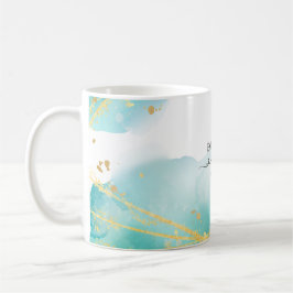  turquoise waterverf abstract modern koffiemok