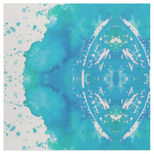 Turquoise Waterverf Abstract Stof (Close Up)