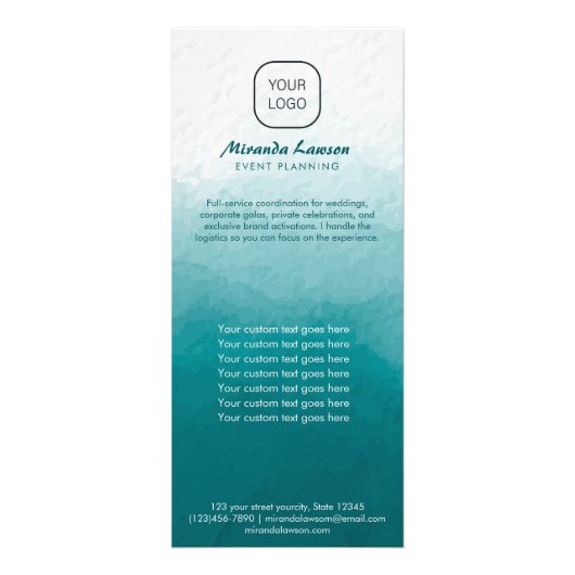 Turquoise waterverf achtergrond reclamekaart (Voorkant)
