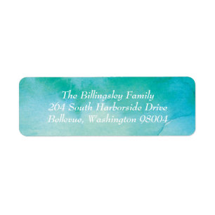 Turquoise Waterverf Adres Label