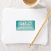 Turquoise Waterverf Afstuderen Return Address Etiket (Insitu)