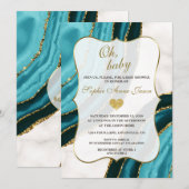 Turquoise Waterverf Agate Gold Baby shower Kaart (Voorkant / Achterkant)
