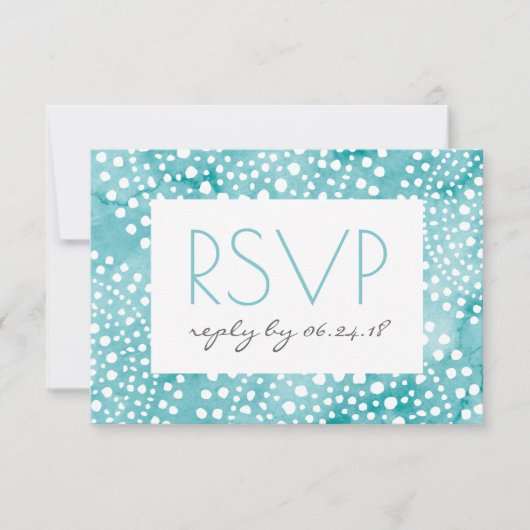Turquoise Waterverf Bali Boho RSVP Kaartje (Voorkant)